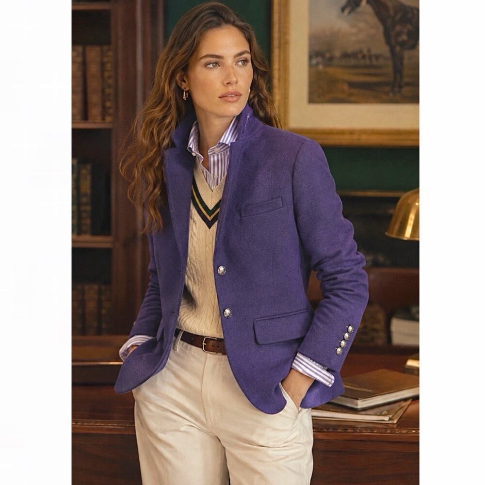 Ralph Lauren Wool Blend Schoolboy Preppy blazer Size 4 Tweed Heritage Jacket